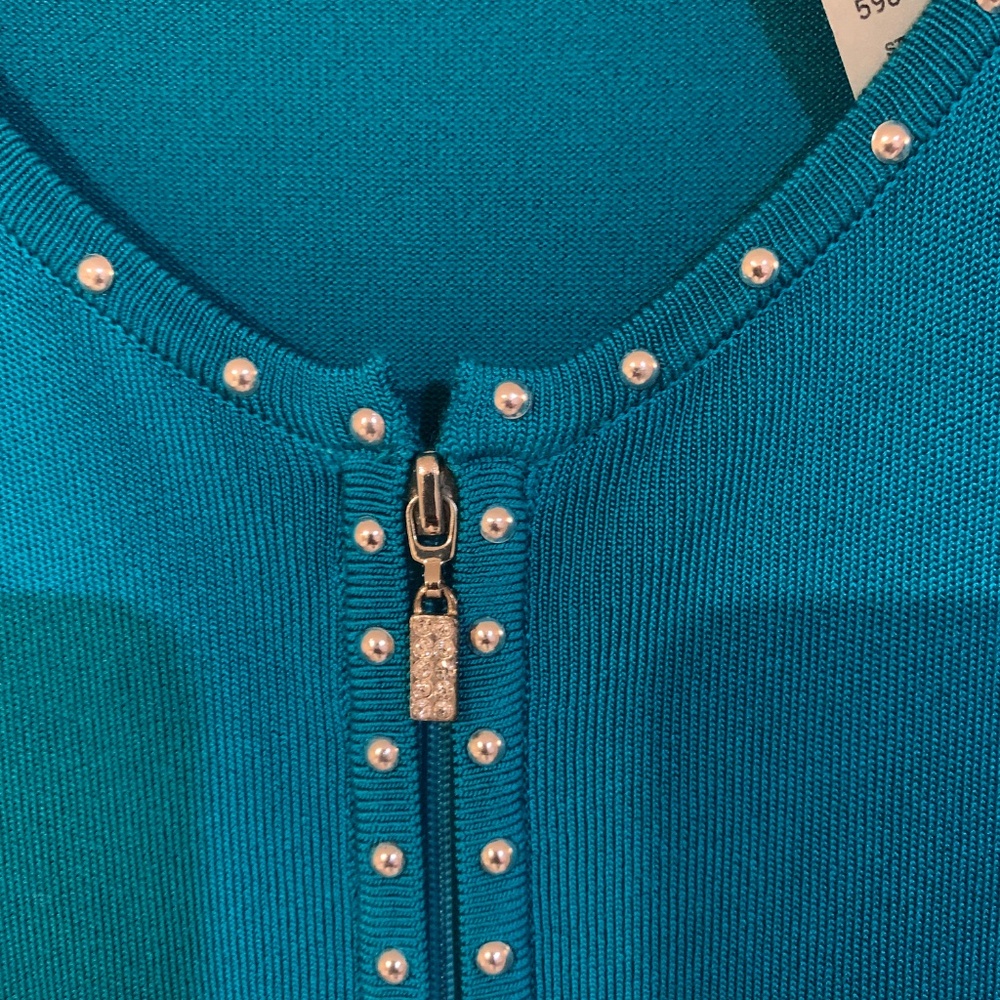 NWT Cache Blue Embellished Cardigan Sweater sz L - Picture 4 of 9